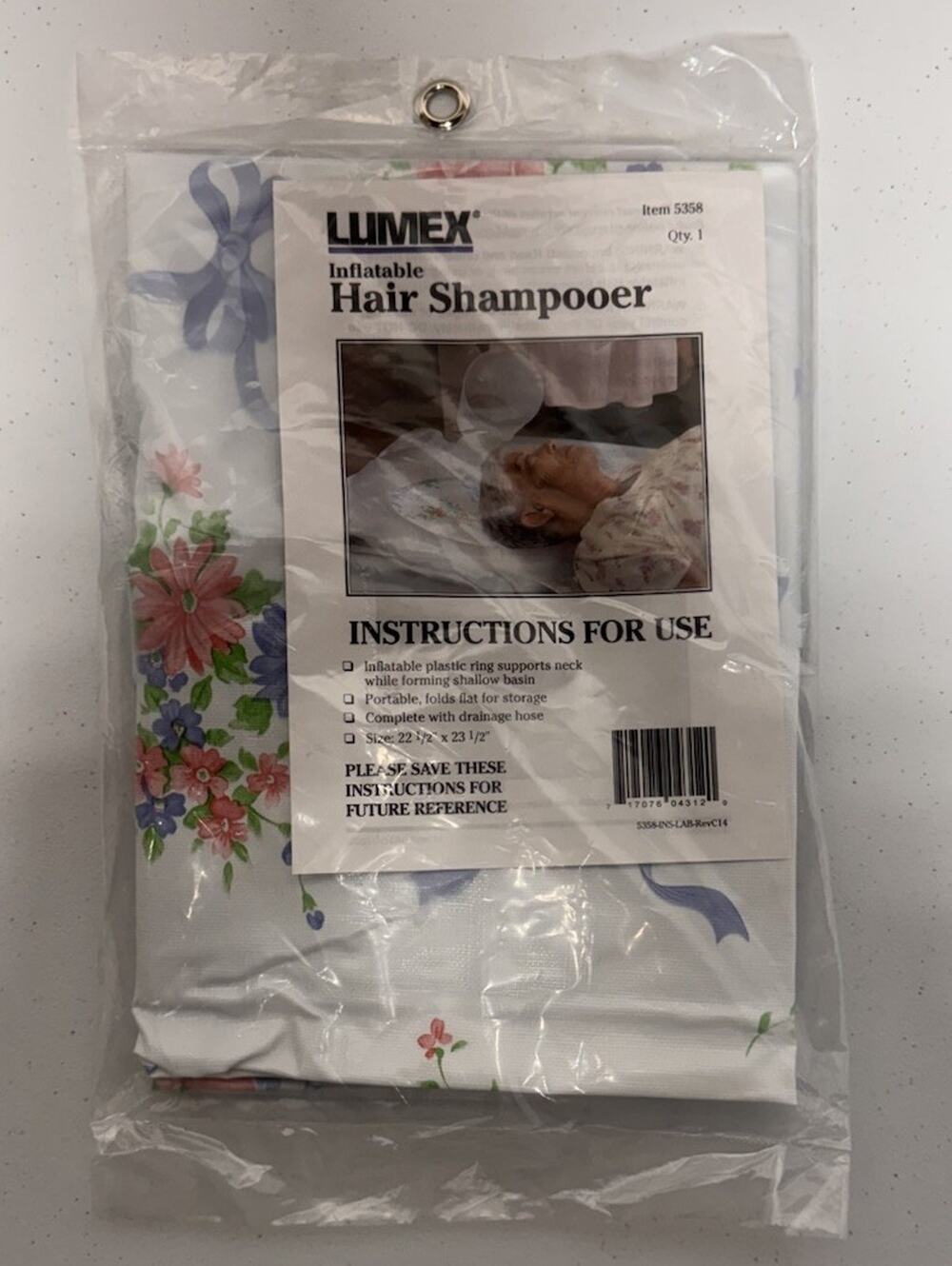 New Lumex Inflatable Hair Shampooer Basin Flower Print 22" Round